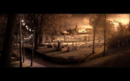 Haunted Circus - cemetery, spooky, tents, haunted circus, dark