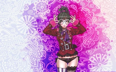 Burst of style & colors - girl, glasses, fashionesta, anime, colorful, pattern, stockings, knikers