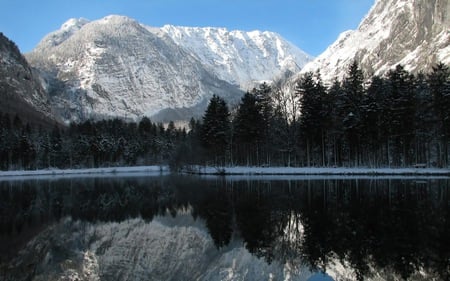 Mountain lake - lake, trees, mountains, nature