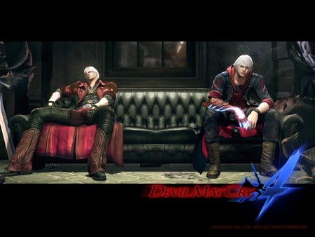 Dante & Nero - dante, boots, nero, trench coats, cool, white hair, male, duo, devil may cry, games, video games, gloves