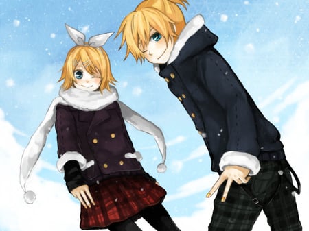 Twins - len, twins, kagamine, rin, vocaloid, smile