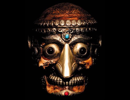 Full Kapala - skull, tantric, abstract, decorated, kapala, photography, tibetan