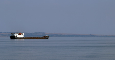 Cargo ship on the Dnieper - dnieper, river, energodar, cargo ship, ukraine