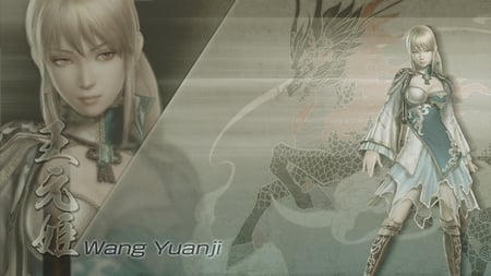 Wang Yuanji - pretty, yellow eyes, boots, beautiful, dress, blonde hair, wang yuanji, long hair, knee highs, dragon horse, dynasty warriors, video games