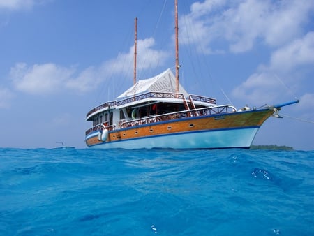 Maldives Sailing - ocean, maldives, blue, water, sailing, boat