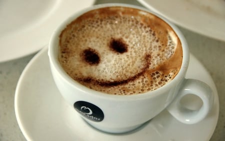 Cheer up! - drink, smile, coffe, macro, nice, cappuccino