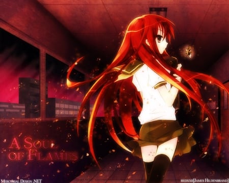 A Soul of Flames - jewelry, burning, flames, female, school, shakugan no shana, dark, shana, soul