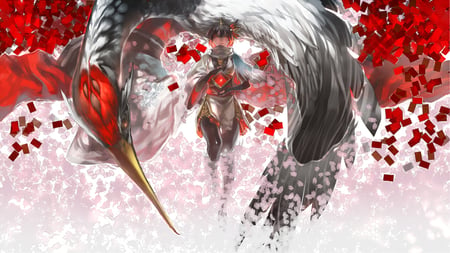 Pixiv Fantasia - bird, red, wings, pixiv fantasia, red eyes