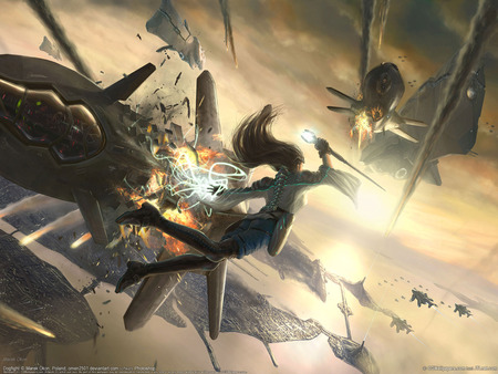 Marek Okon - attack, marek okon, female, war, girl, stunt, cg, fantasy, digital, hd, fight, action, adventure, character