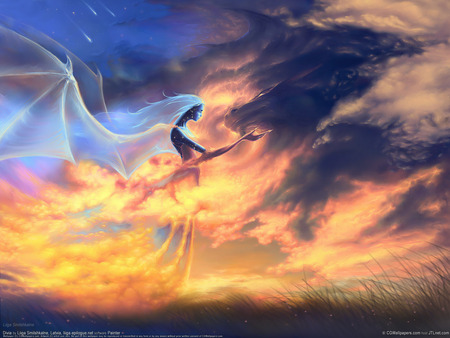 Divia - sky, angel, female, girl, fantasy, heaven, cg, hd, sprit, digital, character