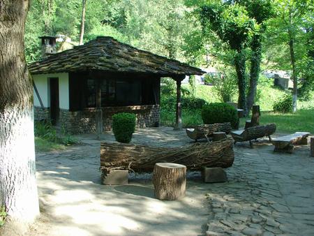 Etura - house, trees, wood, photography, photo, architecture, tree, white, wooden, nature, old, bulgaria