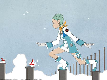 Stairway to Heaven - eureka 7, girl, heaven, step, stairway, anime, eureka, birds, mecha