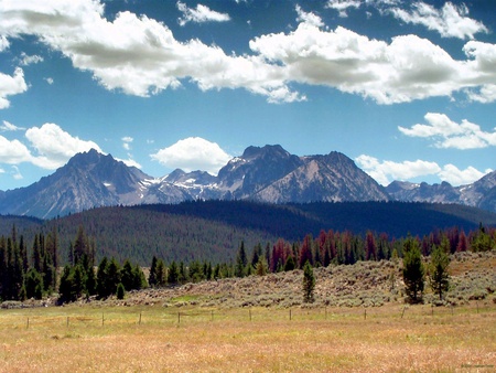 nature mountains - nature, sky, trees, hills, mountains, grass