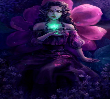 The Flower without Pistil - cg, flower, wallpaper, fantasy, beauty, fairy, abstract, night