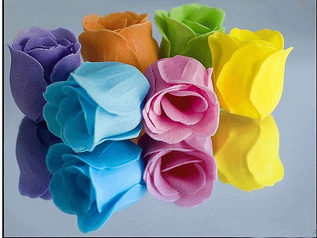 Colors - mauve, yellow, pink, blue, orange, green, colors, rose tips