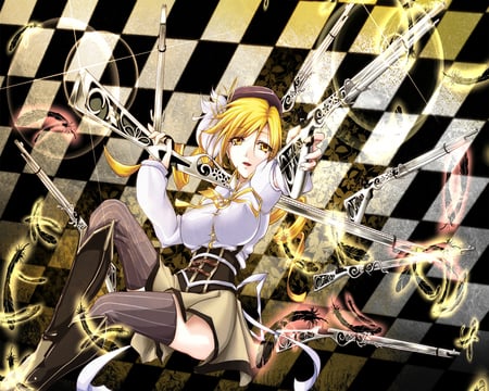 Tomoe Mami - tomoe mami, fire light, kore wa zombie desuka, sexy, pretty, female, magic, guns