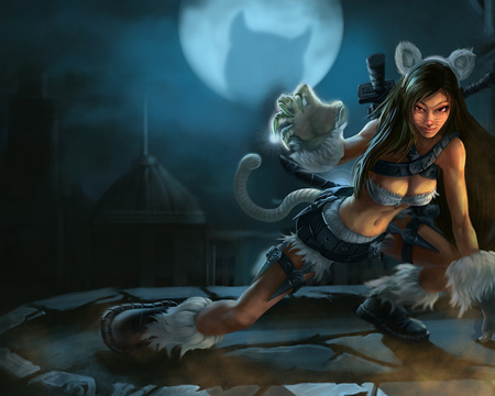 fantasy cat woman warrior