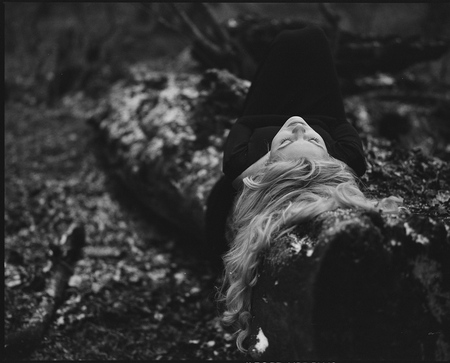 resting - alone, lady, black, forest