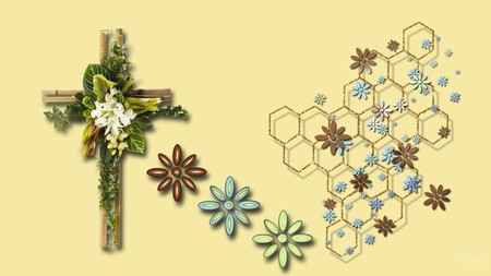 Easter Cross Plus - religion, easter, christian, cross, decorations, holiday, flowers, firefox persona, bamboo, religious