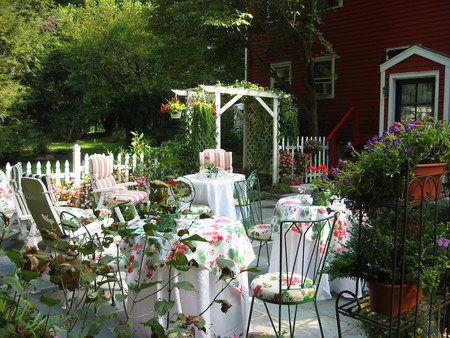 spring garden - beautiful, table, flowers, garden, spring