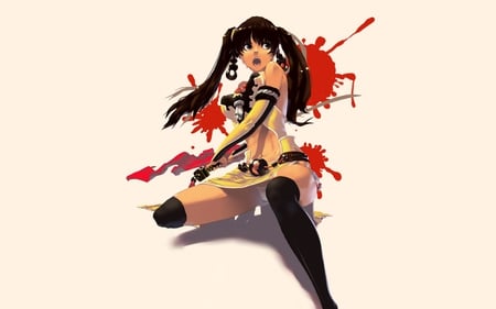 Sexy Anime girl - blood, anime girl, beautiful, hot, sword, beauty, konouchi, ninja, katana, cute, thigh highs, sexy