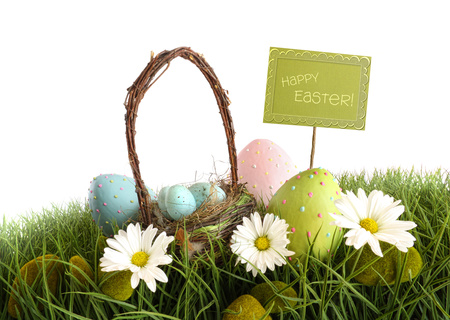 HAPPY EASTER! - pretty, eggs, grass, photo, easter, flowers, daisies, holiday, nice, beautiful, photography, lovely, cool, still life, harmony, happy easter, baskets