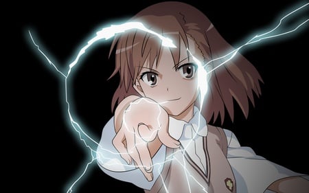 Mikoto Misaka - mikoto misaka, biribiri, anime girl, brown hair, a certain magical index, lightning toaru kagaku no railgun, anime, short hair, esper, wallpaper, mikasa mikoto, toaru majutsu no index, mikoto, school uniform, railgun, a certain scientific railgun, vest, electricty