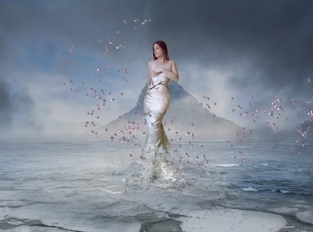 Ethereal - leafs, fantasy, water, woman, manipulation, beauty