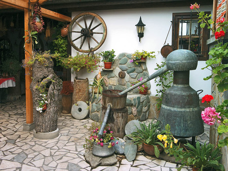 Traditional House - houses, photography, yard, iron, bulgaria, wood, pretty, architecture, house, flowers, photo, old, history