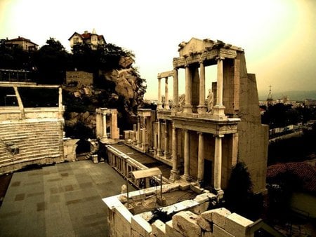 Ancient Plovdiv, Bulgaria - town, photography, photo, architecture, black, historical, white, ancient, history, old, bulgaria