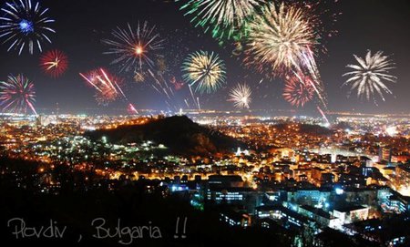 Plovdiv - town, photography, colors, city, night, photo, light, dark, colours, lights, nice, firework, sky, bulgaria