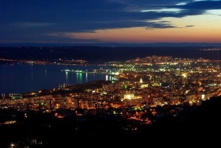 Beautiful Sunset - lights, beautiful, beach, black sea, photography, city, nature, sunset, bulgaria, pretty, water, beauty, photo, sun, sky, bue, town, coast, nice, clouds, sea