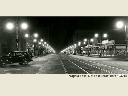 Niagara Falls, NY: Falls Street (late 1930's) - falls street, night, architecture, niagara falls