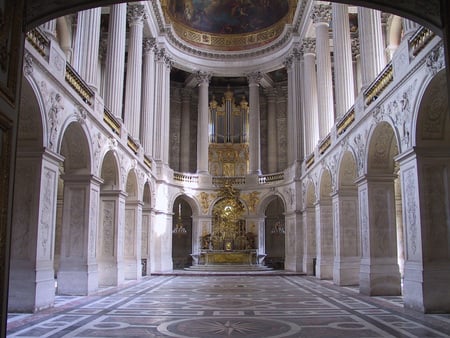 A Chamber of Versaille Palace - arches, versailles, palace, interior, organ