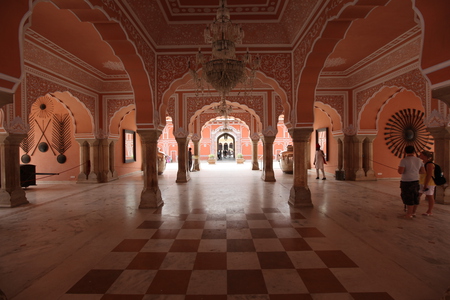 Jaipur City Palace - arches, interior, floor, light