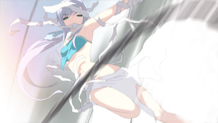 power of light - pretty, anime, girl, powerful, white cloth, light