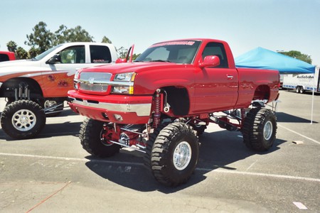 chevy 4x4 - pickup, hot, cool, outside, truck, car, red, show, truckjam, auto, chevy, 4x4