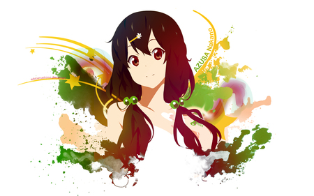 Splash My Color !! - k-on, azusa nakano, anime, ponytail, girl, color, long hair