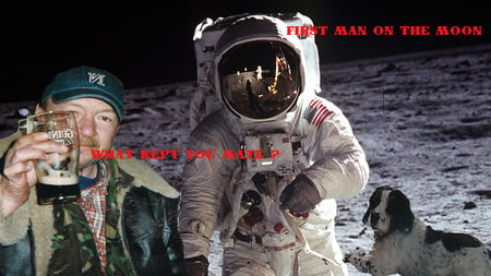 spaced man - moon, people, dogs, funny, space