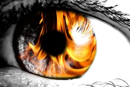 Anger - overexposed, eye, fire, anger