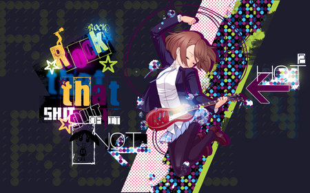 Rock is my Soul - girl, guitar, vocal, school, mini skirt, yui, k-on, anime, uniform