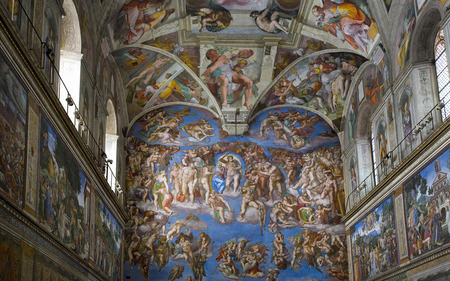 Painted heaven - heaven, angels, architecture, religious, cathedral, walls, italy, art, wall, wallpaper, painted