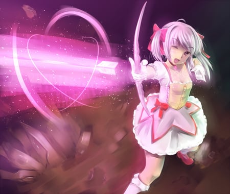 Kaname Madoke - pretty, anime girl, archer, beautiful, hot, dress, beauty, cool, pink, arrow, stunning, mahou shoujo madoka magica, ciute, bow, sexy