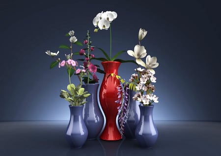 Flowers in vases - flowers, vases, nature, colors