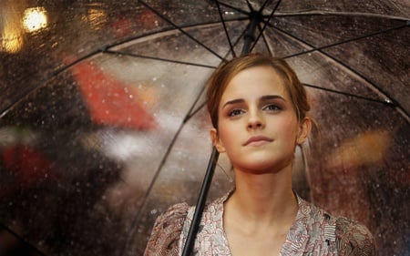 Emma Watson - raindrops, people, beautiful, drops, models, emma watson, celebrity, umbrella, rain, actresses