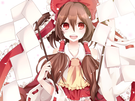 Reimu - hakurei, bow, touhou, red