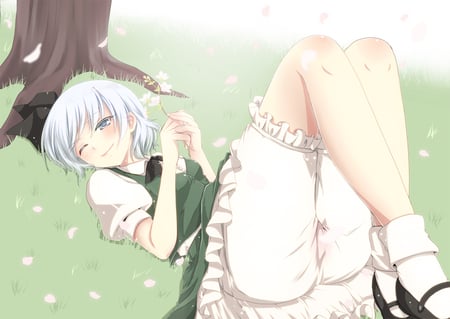 Touhou - dress, gray hair, konpaku youmu, blue eyes