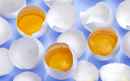 Broken Eggs with Egg Yolk - hd, 3d, egg, food, cg