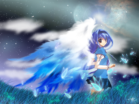 anime angel - anime, cute, girl, blue