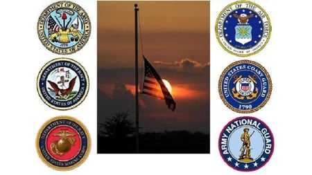 Remember our Heroes - flag, armed services, sunseg, half mast